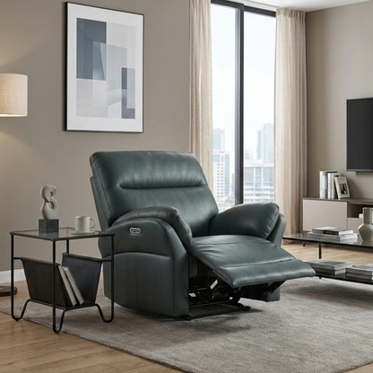 Klaussner Riverton Leather Reclining Chair with USB Port-Comfort Design Furniture