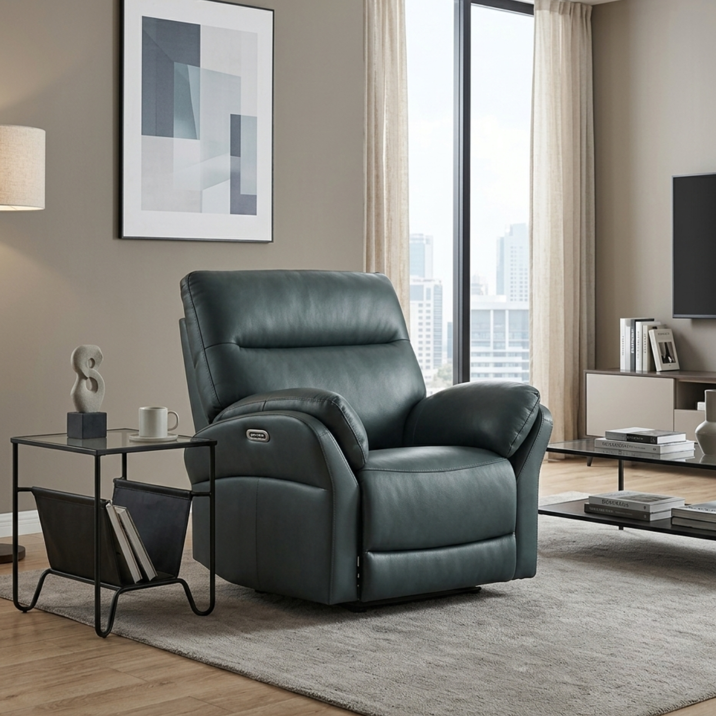 Klaussner Riverton Leather Reclining Chair with USB Port-Comfort Design Furniture