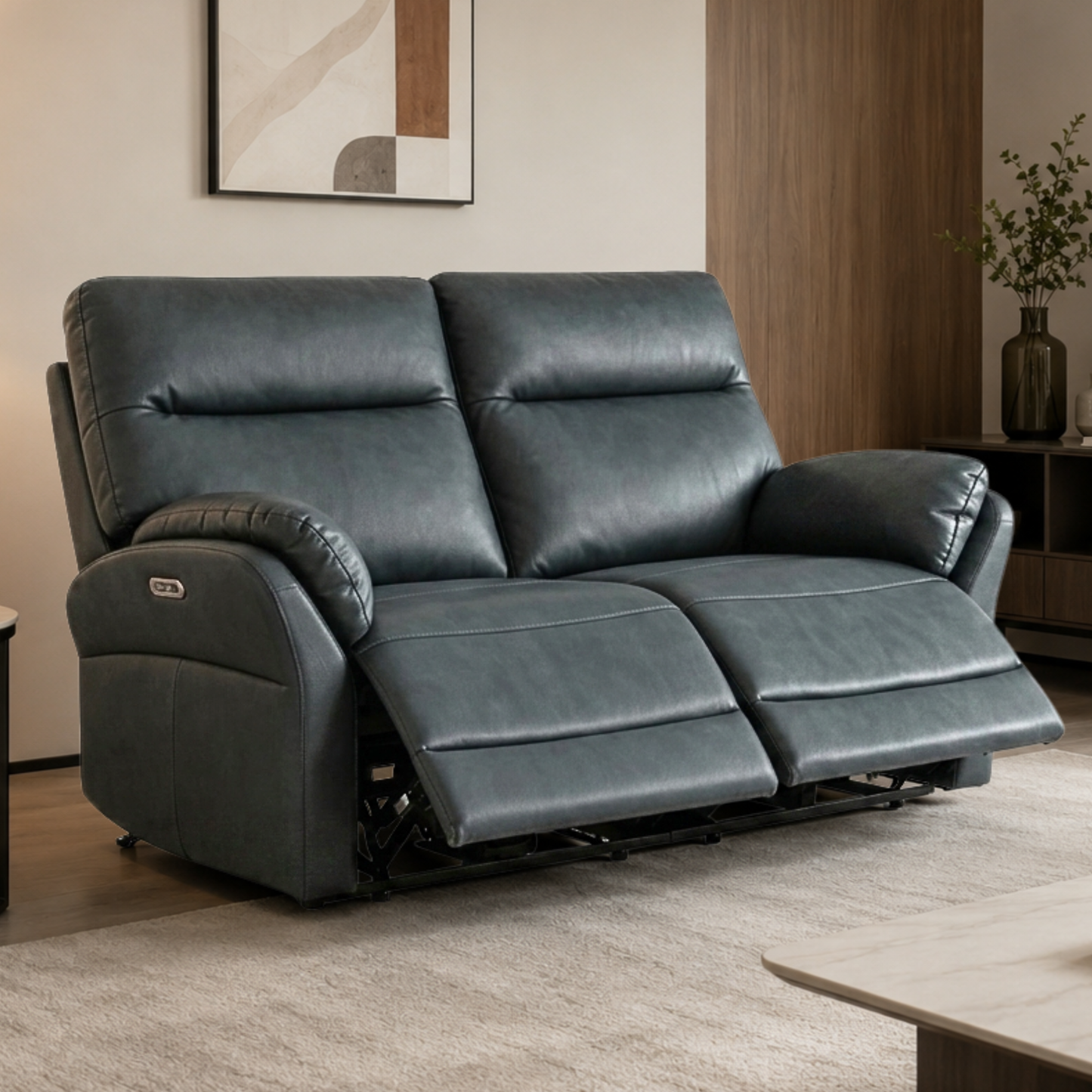 Klaussner Riverton Leather Reclining Loveseat with USB Port-Comfort Design Furniture