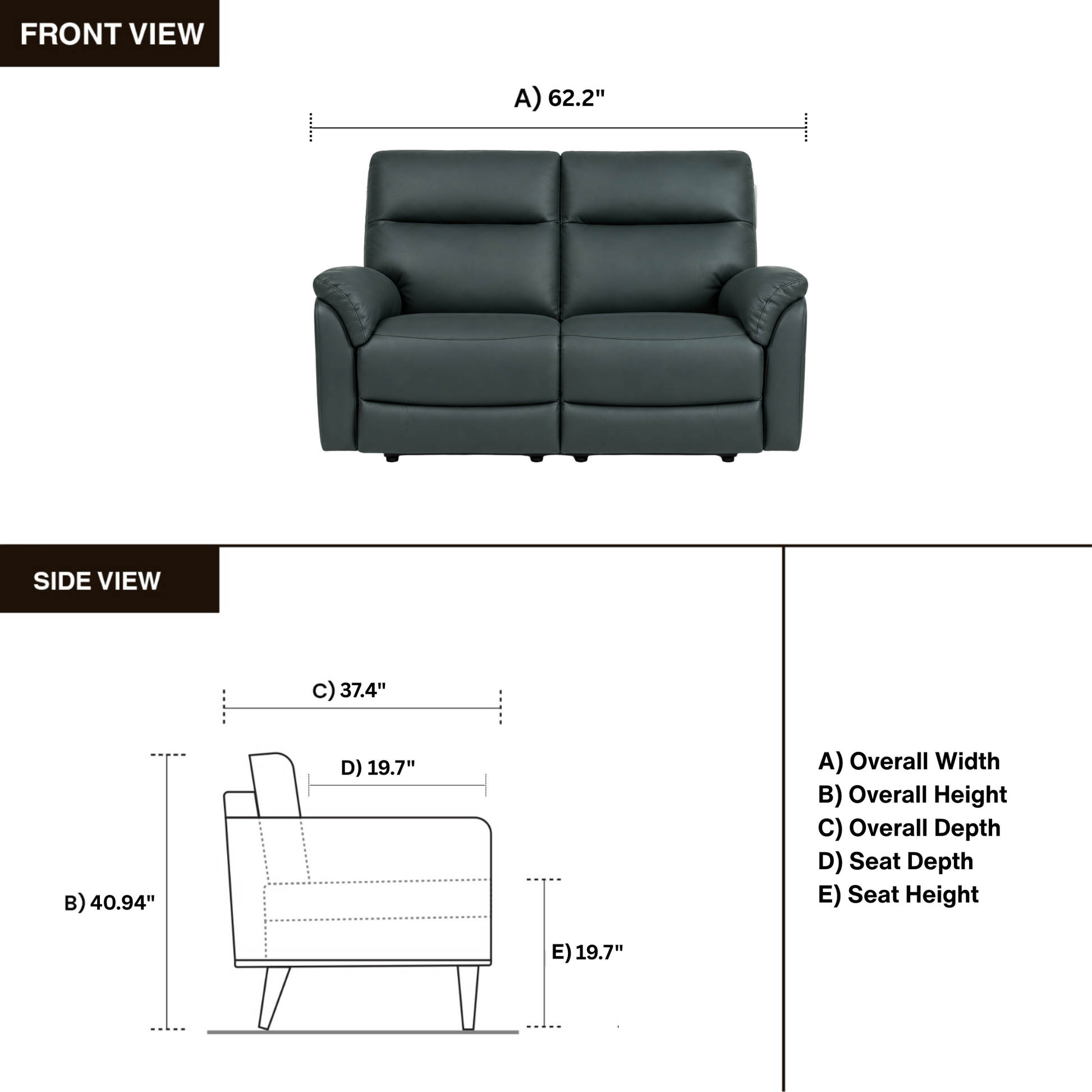 Klaussner Riverton Leather Reclining Loveseat with USB Port-Comfort Design Furniture