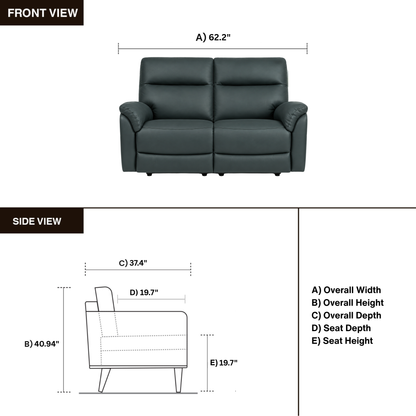 Klaussner Riverton Leather Reclining Loveseat with USB Port-Comfort Design Furniture