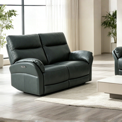 Klaussner Riverton Leather Reclining Loveseat with USB Port-Comfort Design Furniture