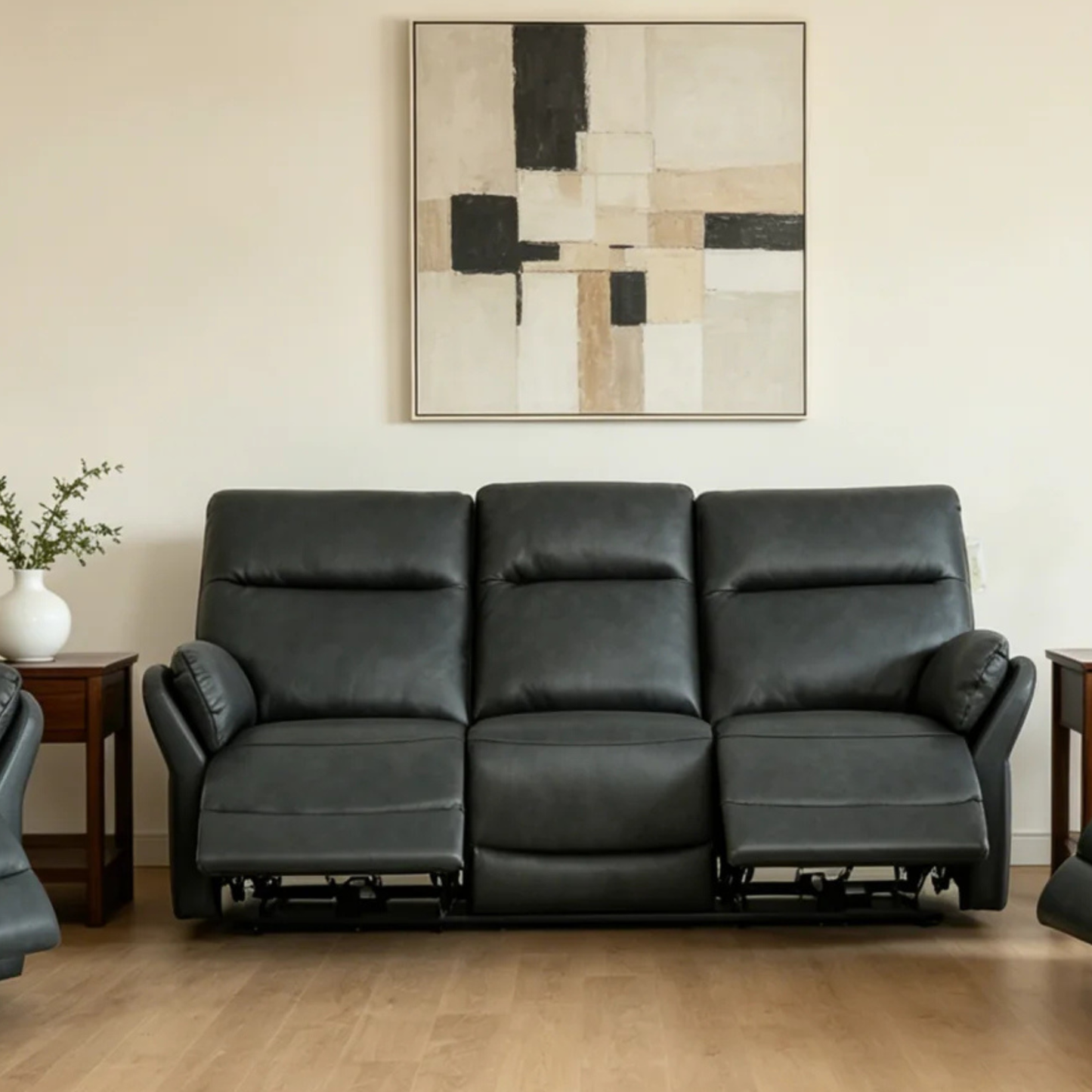 Klaussner Riverton Leather Reclining Sofa with USB Port