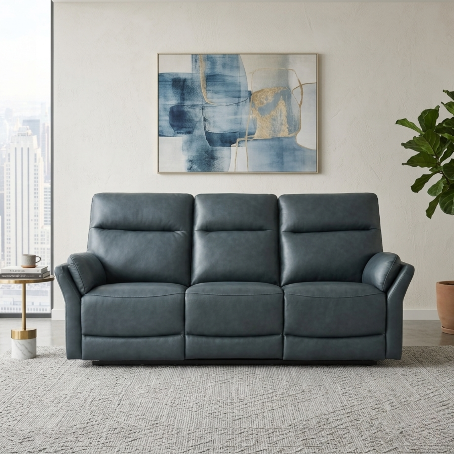 Klaussner Riverton Leather Reclining Sofa with USB Port
