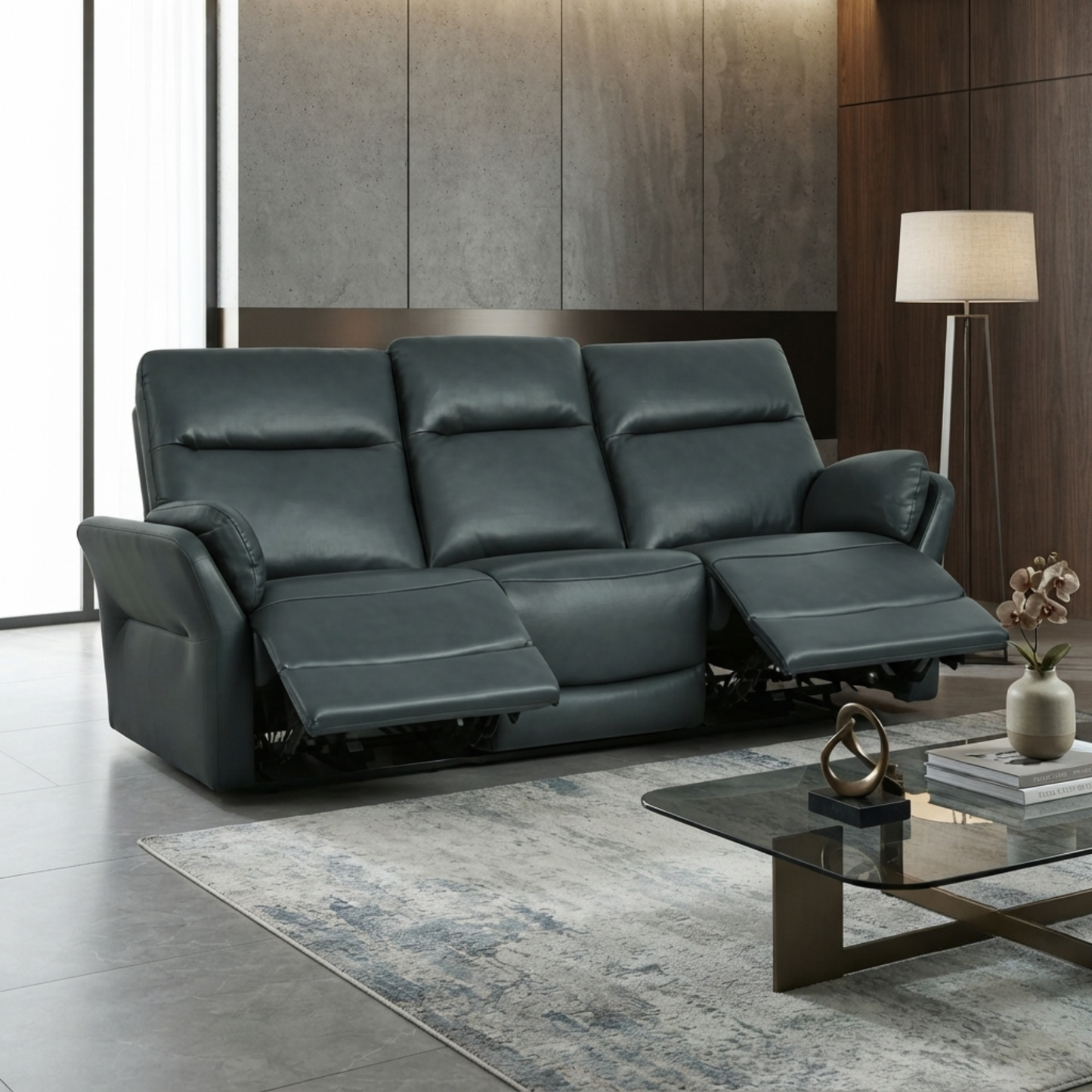 Klaussner Riverton Leather Reclining Sofa with USB Port