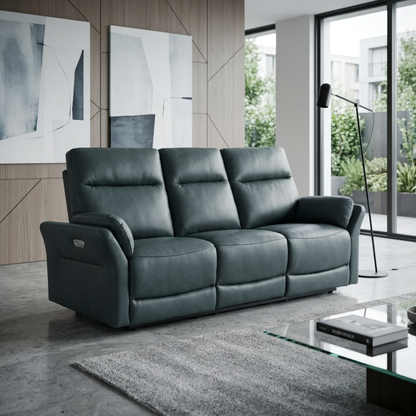 Klaussner Riverton Leather Reclining Sofa with USB Port
