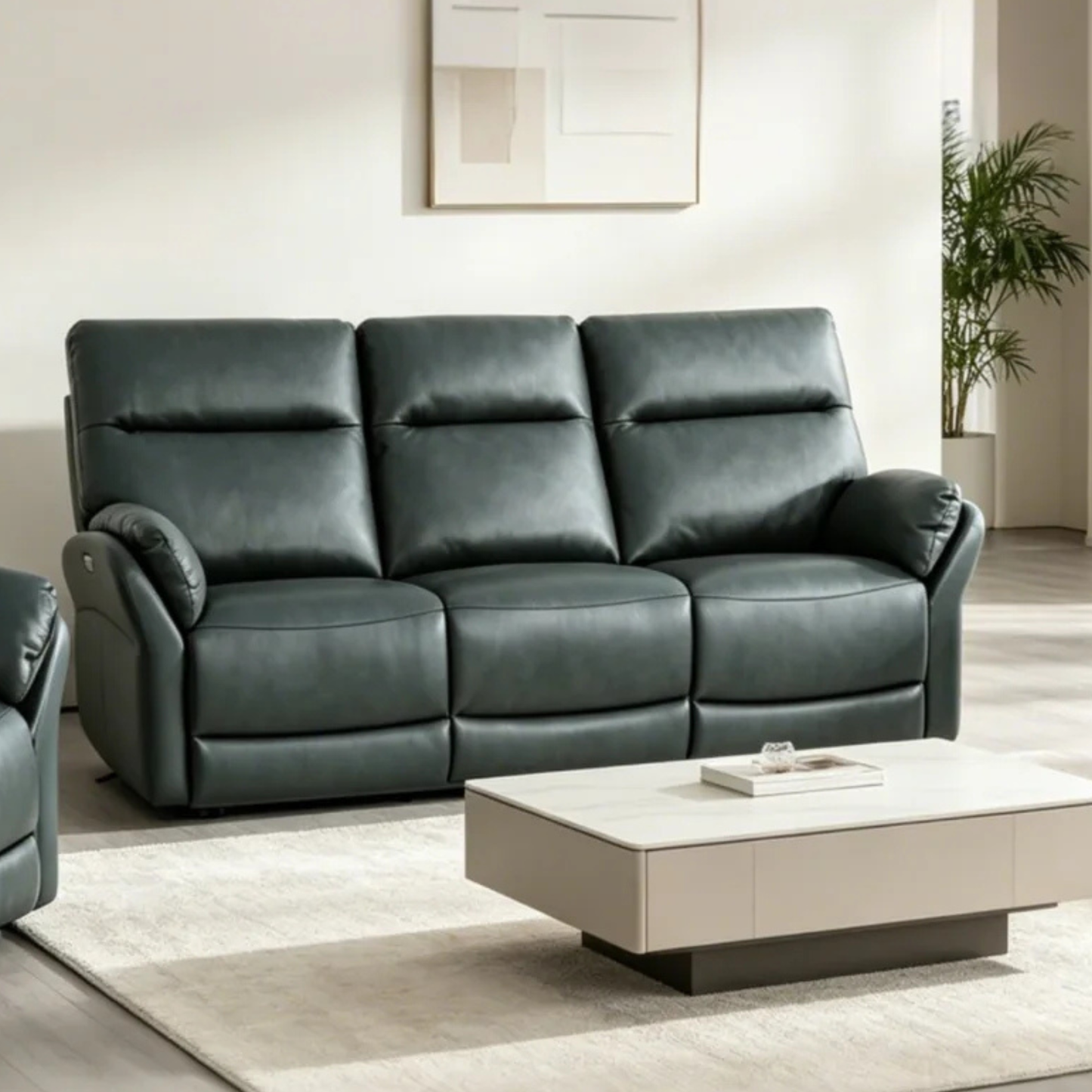 Klaussner Riverton Leather Reclining Sofa with USB Port