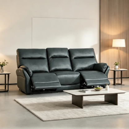 Klaussner Riverton Leather Reclining Sofa with USB Port