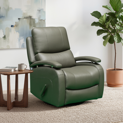 Klaussner Rosen Leather Swivel Glider Manual Recliner Chair
