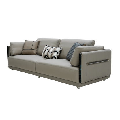 Klaussner Soriano Leather Gray 3-Seater Sofa