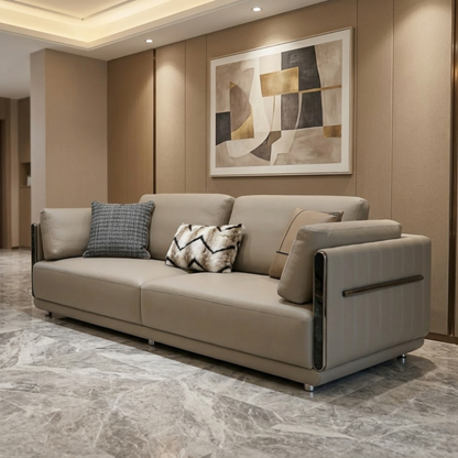 Klaussner Soriano Leather Gray 3-Seater Sofa