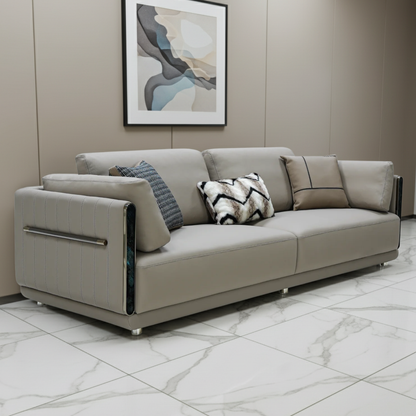 Klaussner Soriano Leather Gray 3-Seater Sofa