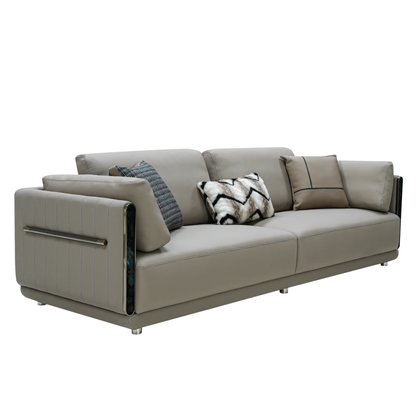 Klaussner Soriano Leather Gray 3-Seater Sofa