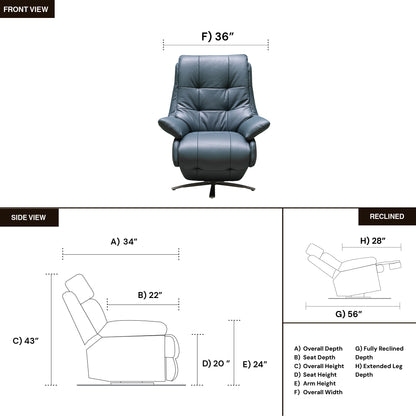 Klaussner Serano Swivel Power Recliner Lift Chair in Blue