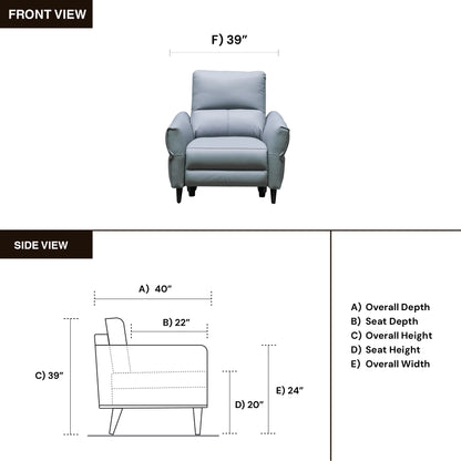 Klaussner Serenita Blue Leather Power Reclining Chair