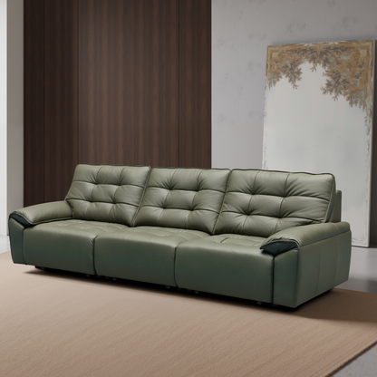 Klaussner Savana Leather Sectional Sofa with Power Sliding Seats