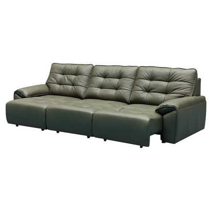 Klaussner Savana Leather Sectional Sofa with Power Sliding Seats