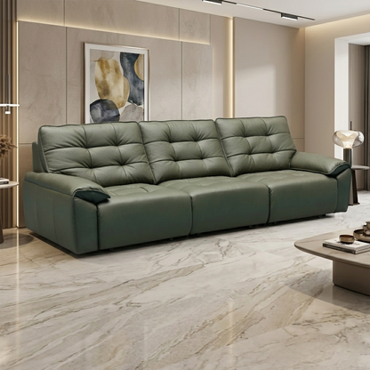 Klaussner Savana Leather Sectional Sofa with Power Sliding Seats