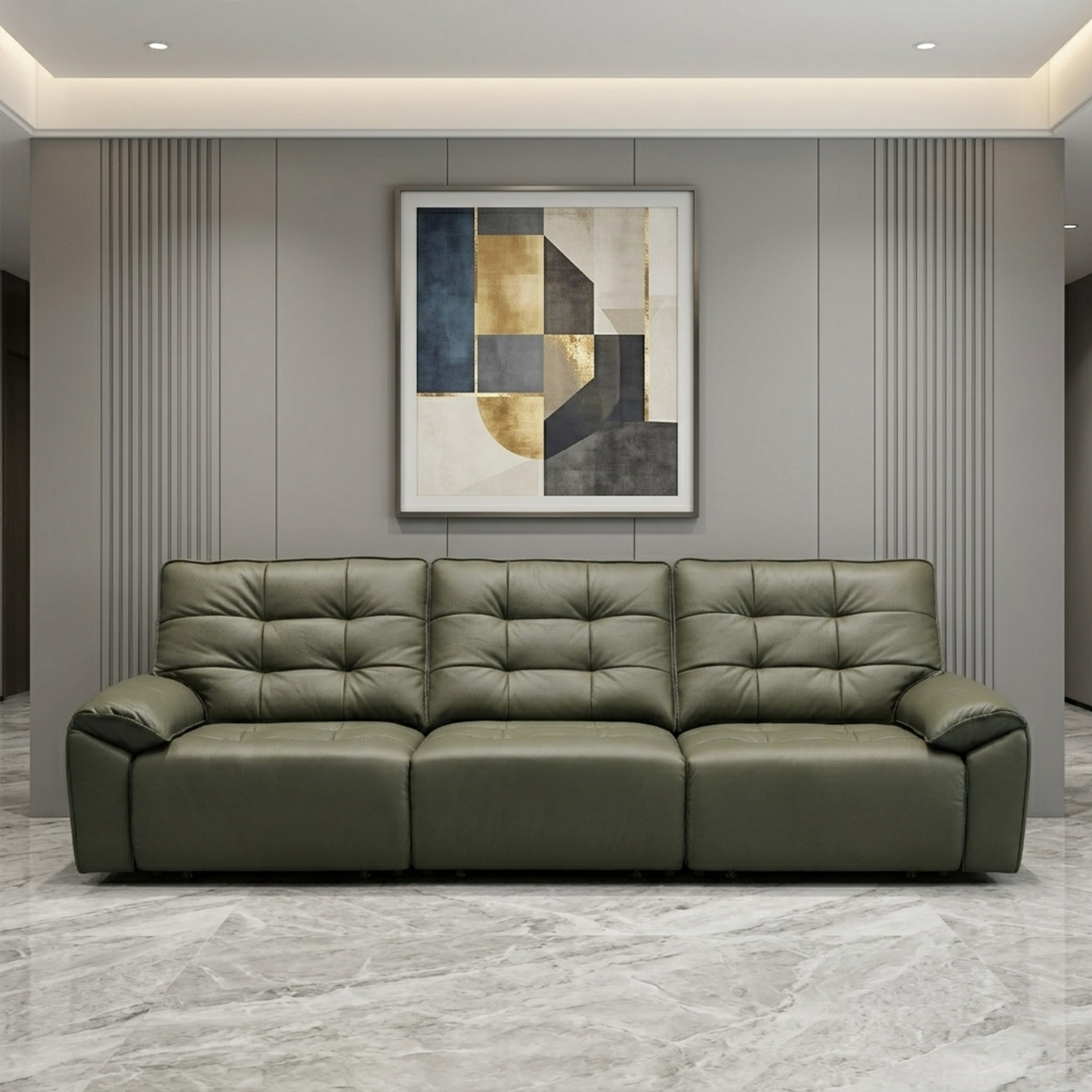 Klaussner Savana Leather Sectional Sofa with Power Sliding Seats