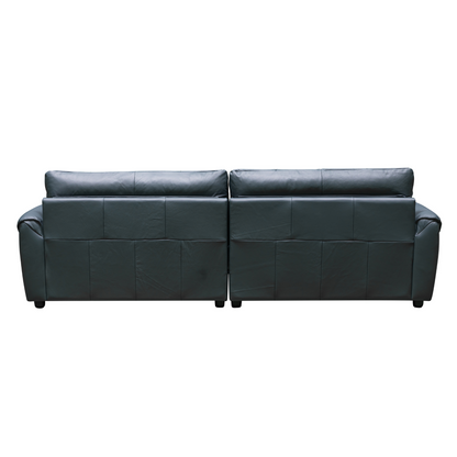 Klaussner Sofiano Blue Leather Sofa With Plush Back Support