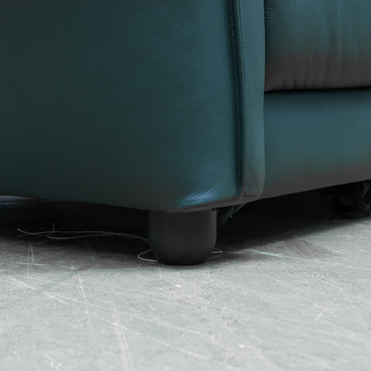 Klaussner Sofiano Blue Leather Sofa With Plush Back Support