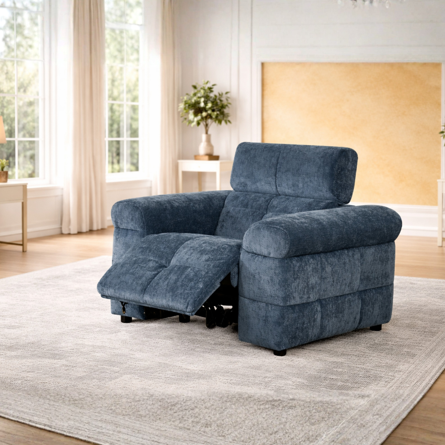 Klaussner Sovix 3-Piece Blue Fabric Power Reclining Living Room Set