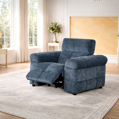 Klaussner Sovix 3-Piece Blue Fabric Power Reclining Living Room Set