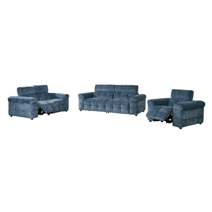 Klaussner Sovix 3-Piece Blue Fabric Power Reclining Living Room Set