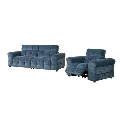 Klaussner Sovix 3-Piece Blue Fabric Power Reclining Living Room Set