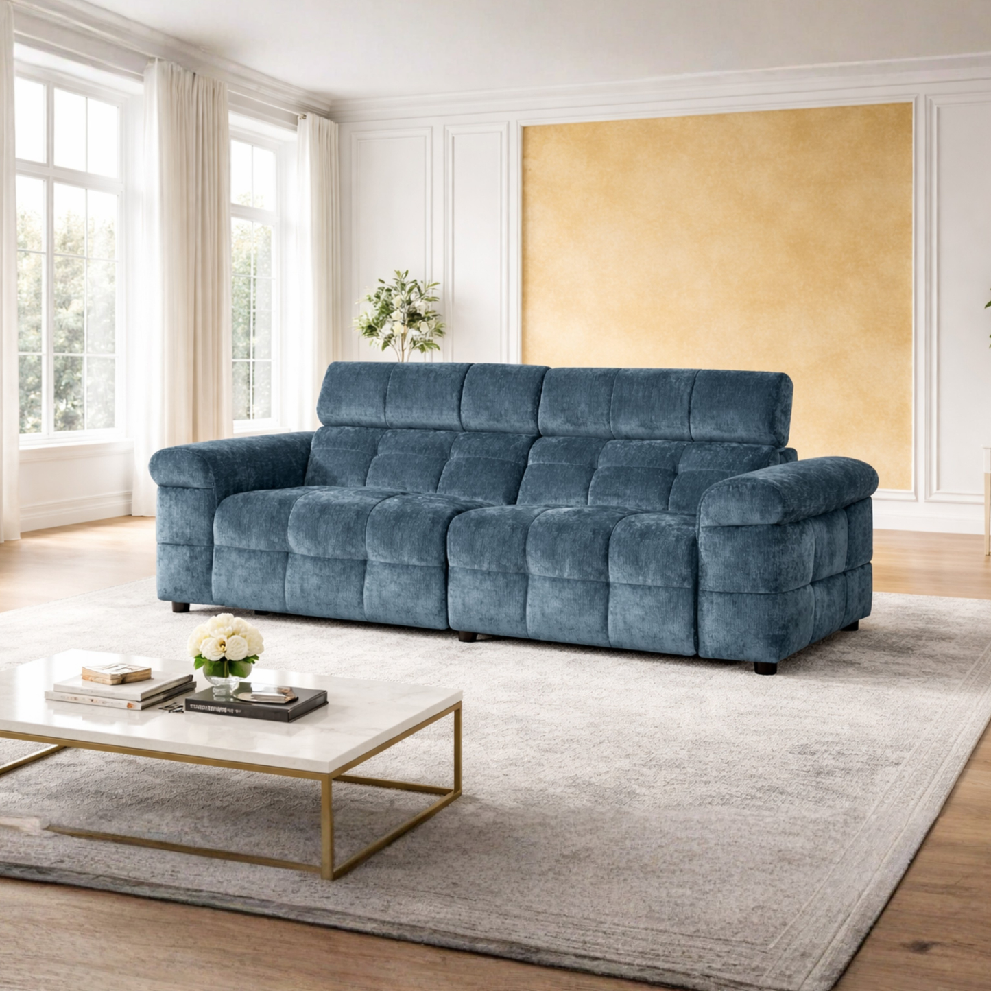 Klaussner Sovix 3-Piece Blue Fabric Power Reclining Living Room Set