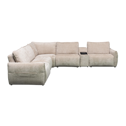 Klaussner Stanza Fabric Curved Power Reclining Sectional Sofa
