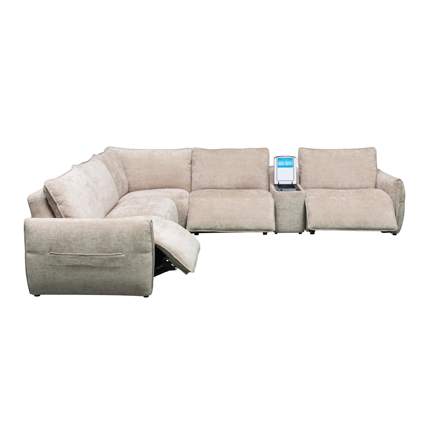 Klaussner Stanza Fabric Curved Power Reclining Sectional Sofa