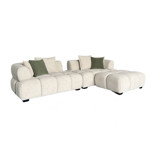 Klaussner Valenza Fabric Square Arms Sectional Sofa with Chaise-Comfort Design
