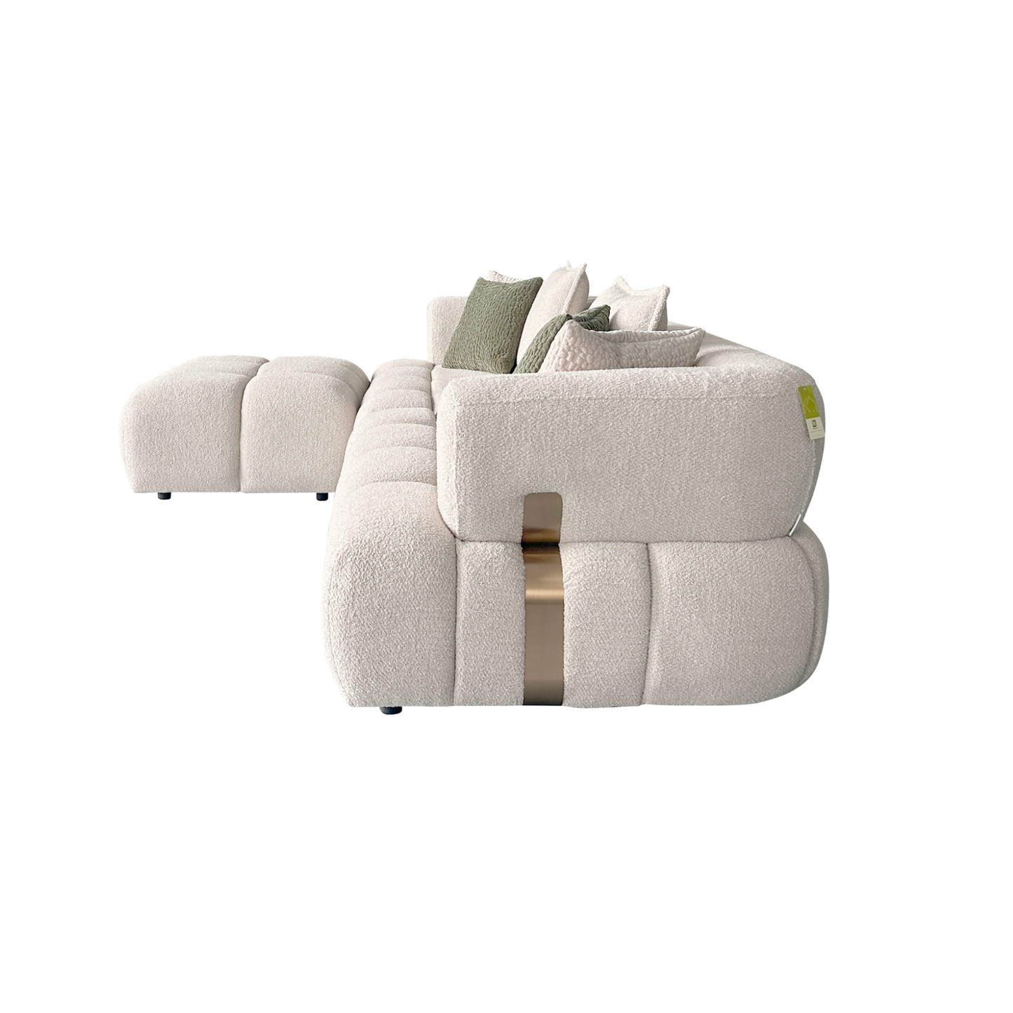 Klaussner Valenza Fabric Square Arms Sectional Sofa with Chaise-Comfort Design
