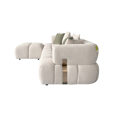 Klaussner Valenza Fabric Square Arms Sectional Sofa with Chaise-Comfort Design