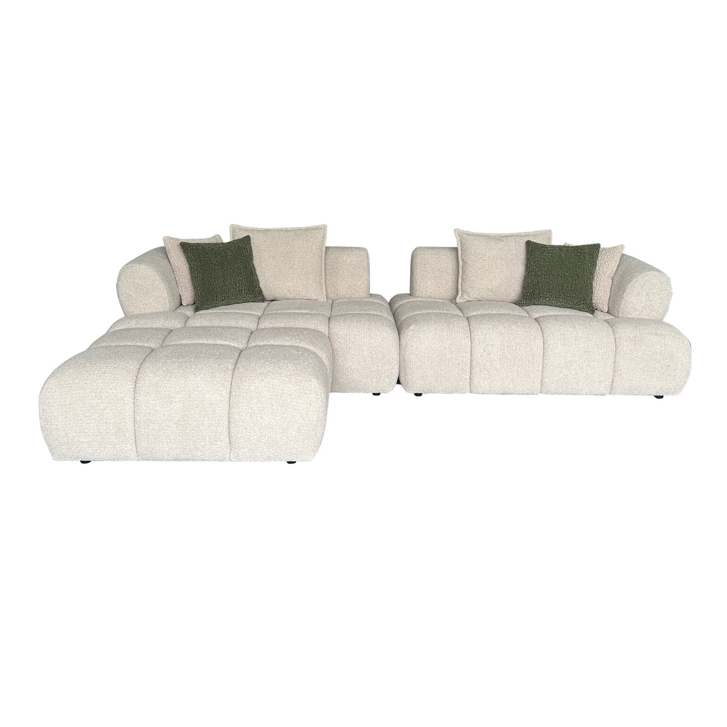 Klaussner Valenza Fabric Square Arms Sectional Sofa with Chaise-Comfort Design