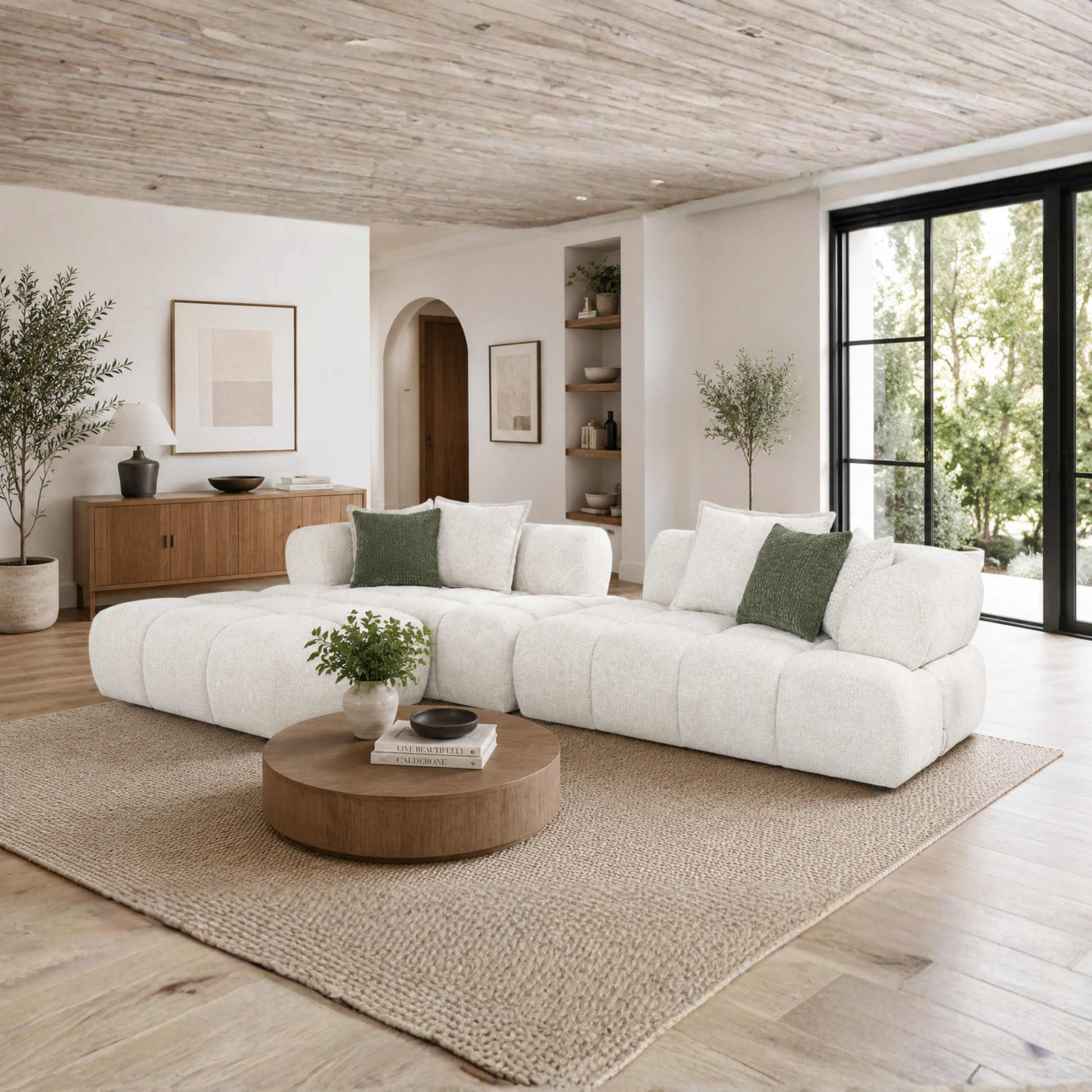 Klaussner Valenza Fabric Square Arms Sectional Sofa with Chaise-Comfort Design