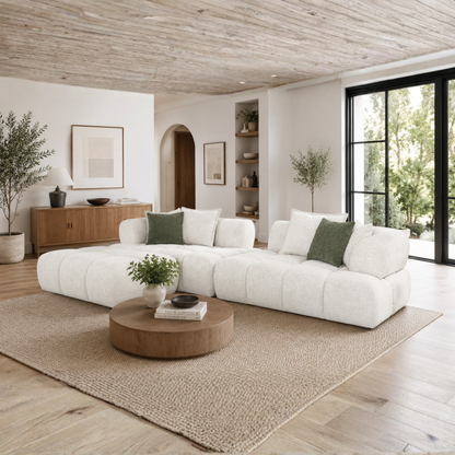 Klaussner Valenza Fabric Square Arms Sectional Sofa with Chaise-Comfort Design