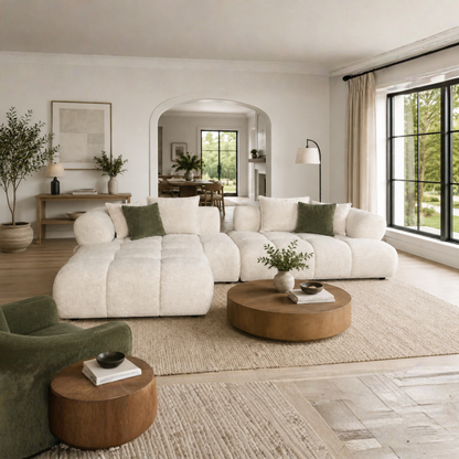 Klaussner Valenza Fabric Square Arms Sectional Sofa with Chaise-Comfort Design