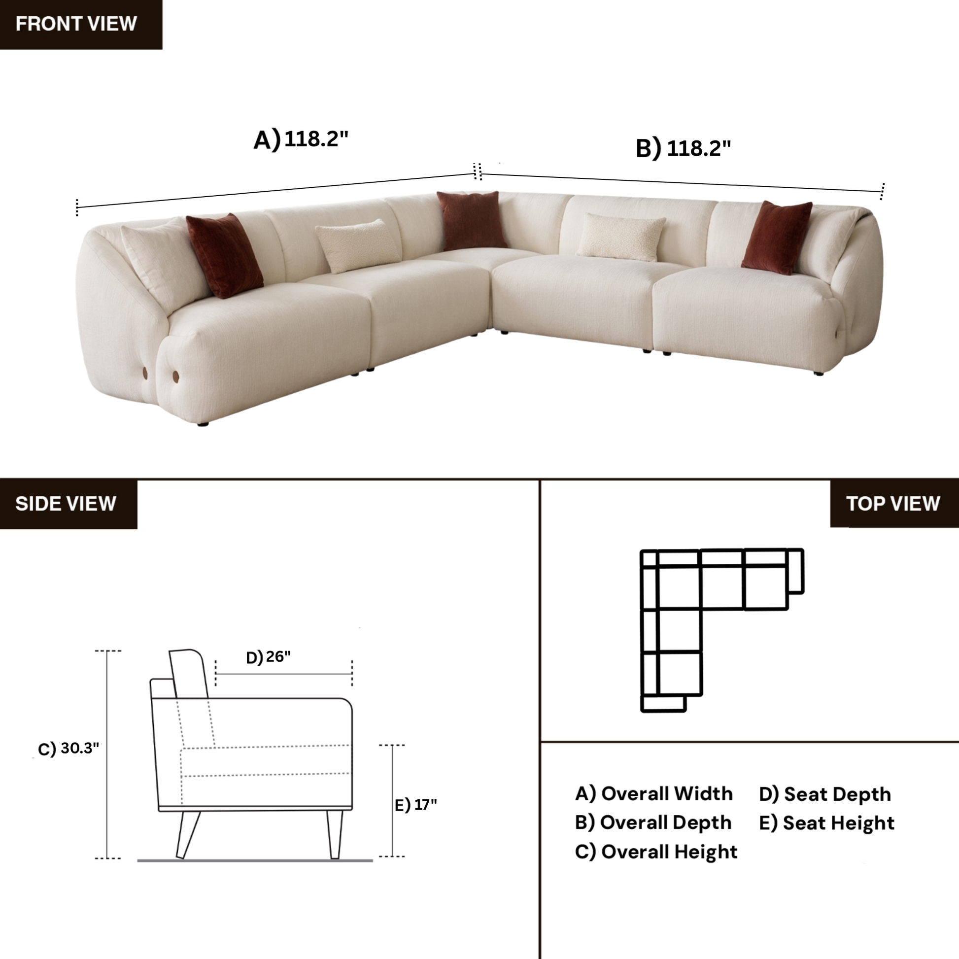 Klaussner Velessa Fabric Sectional Sofa with Straight arms-Comfort Design Furniture