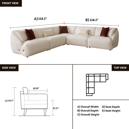 Klaussner Velessa Fabric Sectional Sofa with Straight arms-Comfort Design Furniture