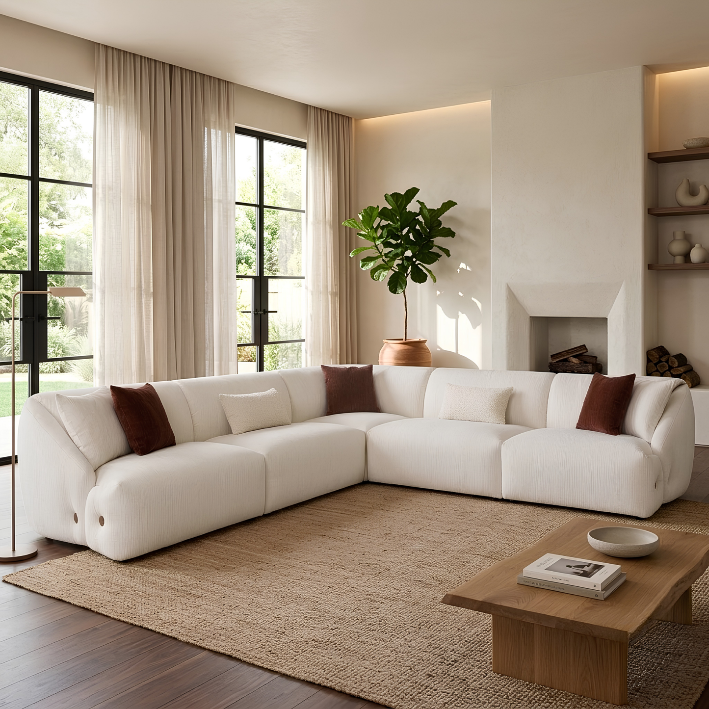 Klaussner Velessa Fabric Sectional Sofa with Straight arms-Comfort Design Furniture