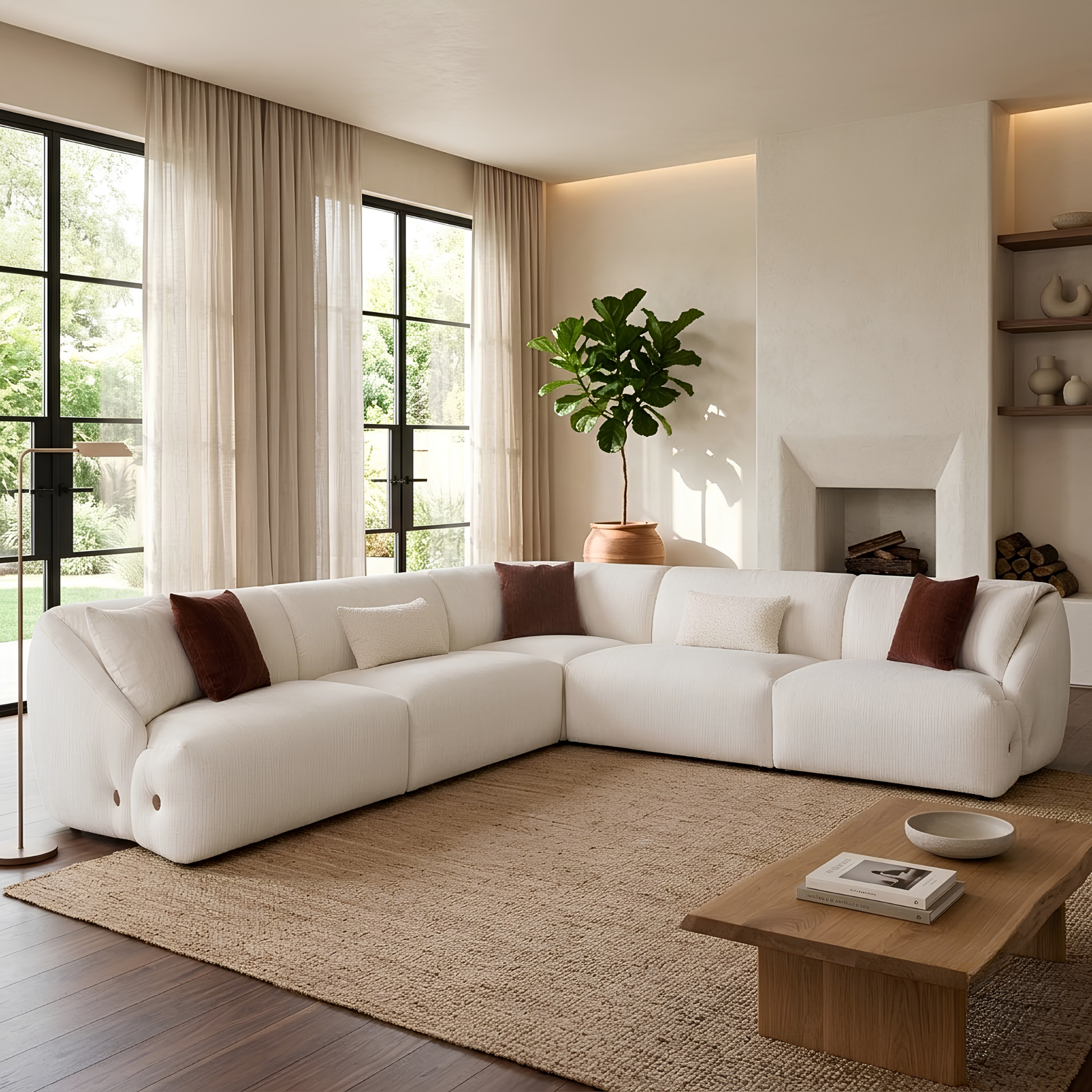 Klaussner Velessa Fabric Sectional Sofa with Straight arms-Comfort Design Furniture