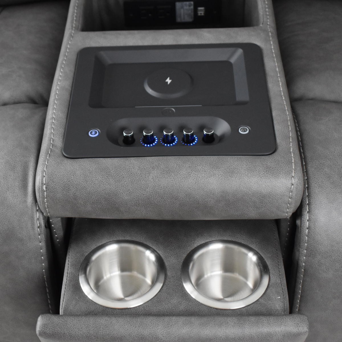 Klaussner Velisse Power Recliner Loveseat with Integrated Audio System