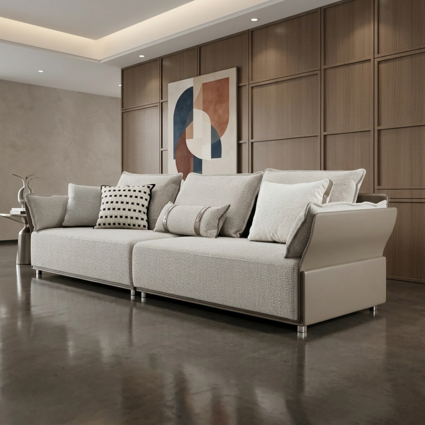 Klaussner Velluto Fabric Beige 4-Seater Sofa