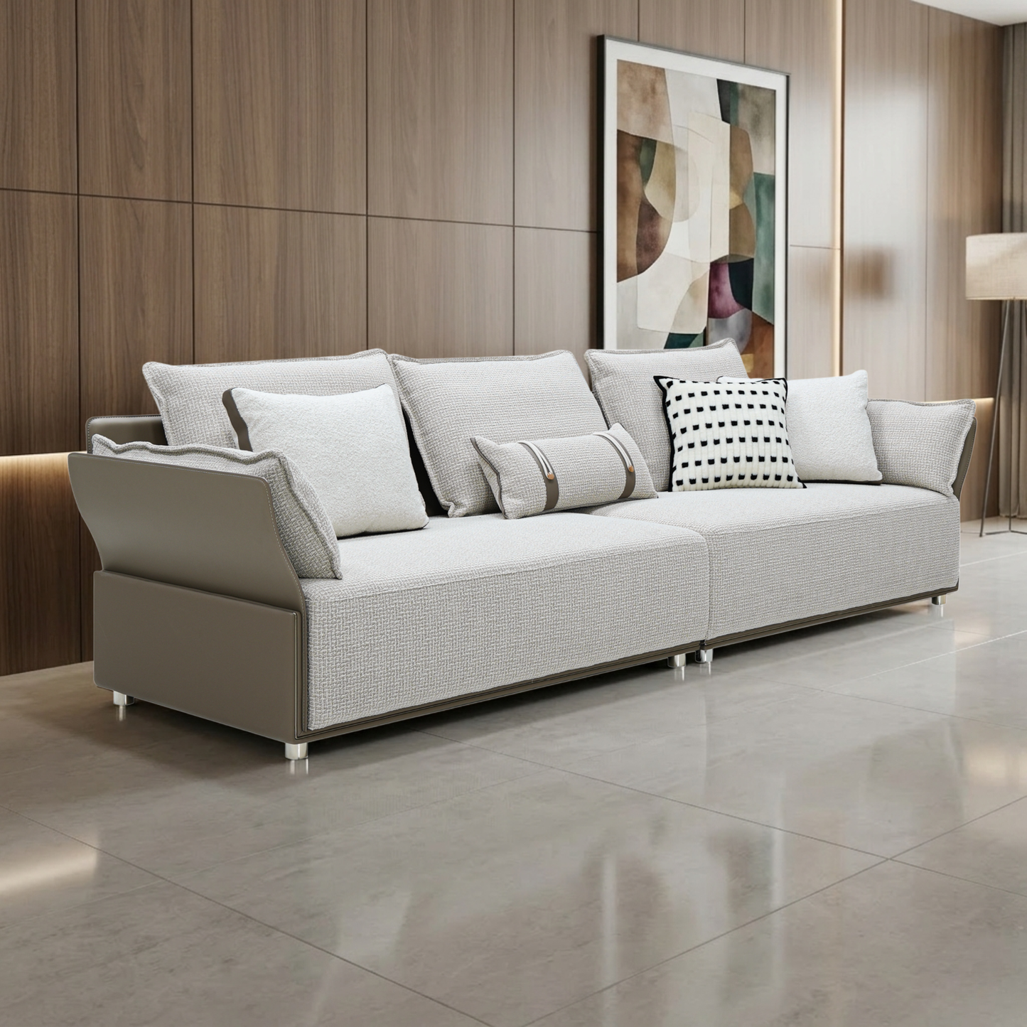 Klaussner Velluto Fabric Beige 4-Seater Sofa