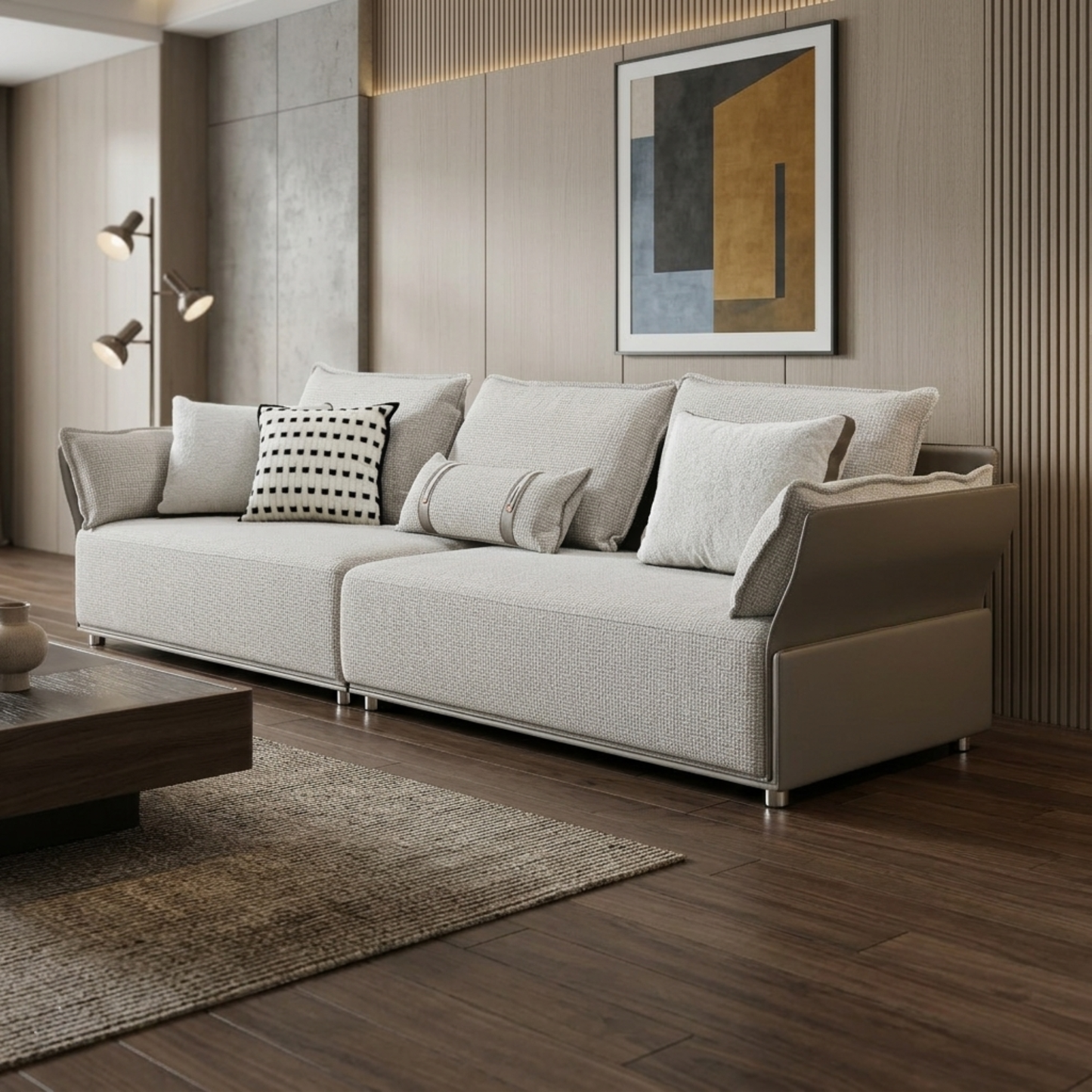 Klaussner Velluto Fabric Beige 4-Seater Sofa