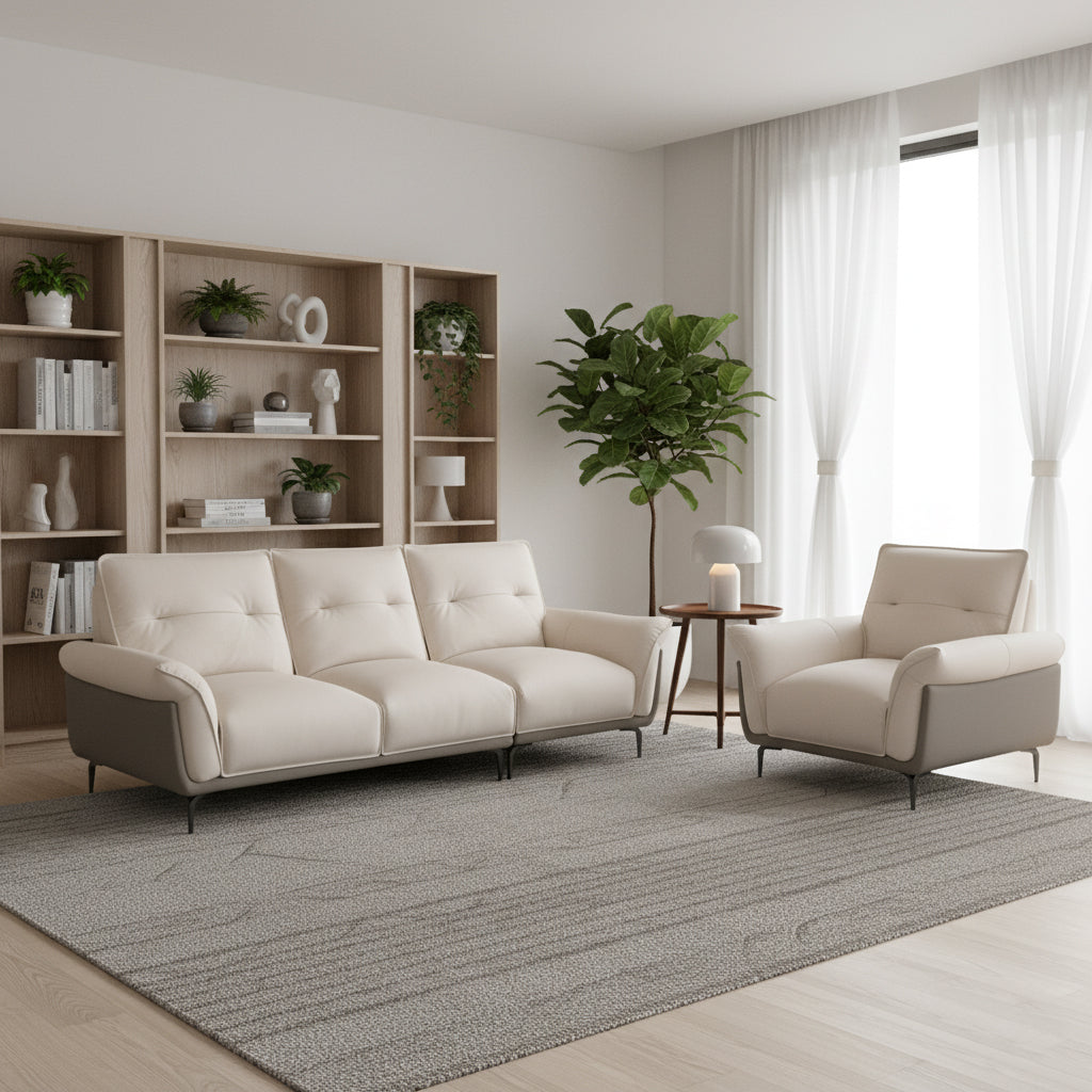 Klaussner Vento 3 Seater Leather Sofa With Recliner Chair