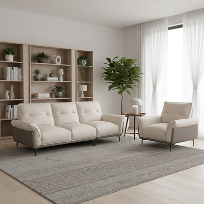 Klaussner Vento 3 Seater Leather Sofa With Recliner Chair