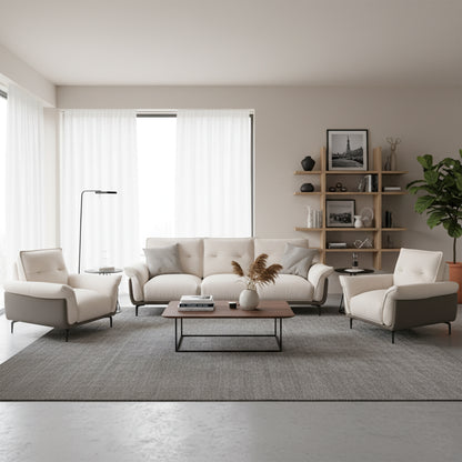 Klaussner Vento 3 Seater Leather Sofa With Recliner Chair